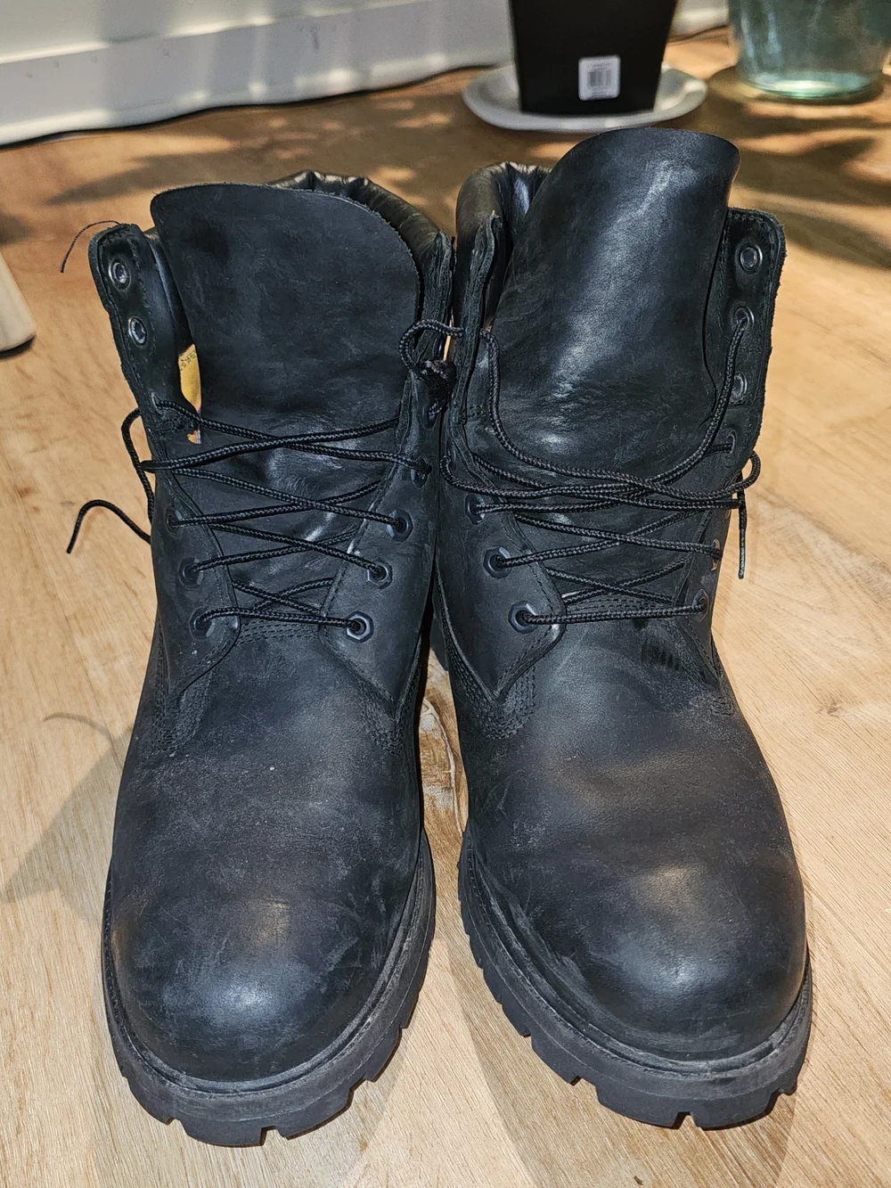 Timberland Men's Black Lace-Up Leather Work Boots - Picture 2 of 6